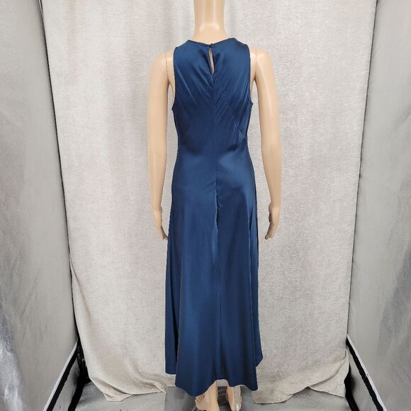 A.L.C. Blue Stretch Silk Evening Slip Maxi Dress Women's Size 2 *SEE WEAR NOTES* - Picture 5 of 15